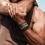 4Pcs/Set Braided Wrap Leather Bracelets for MenBraceletSet 24