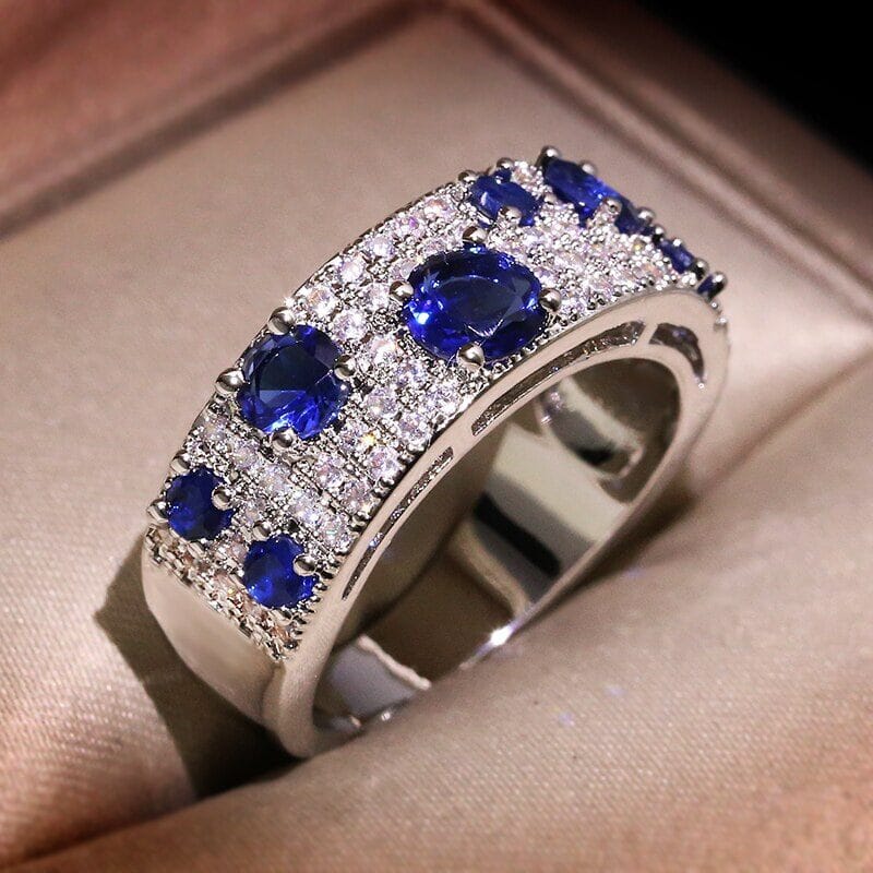 Gorgeous Sparkling Blue Nano CZ Sapphire Ring - S925 SilverRing