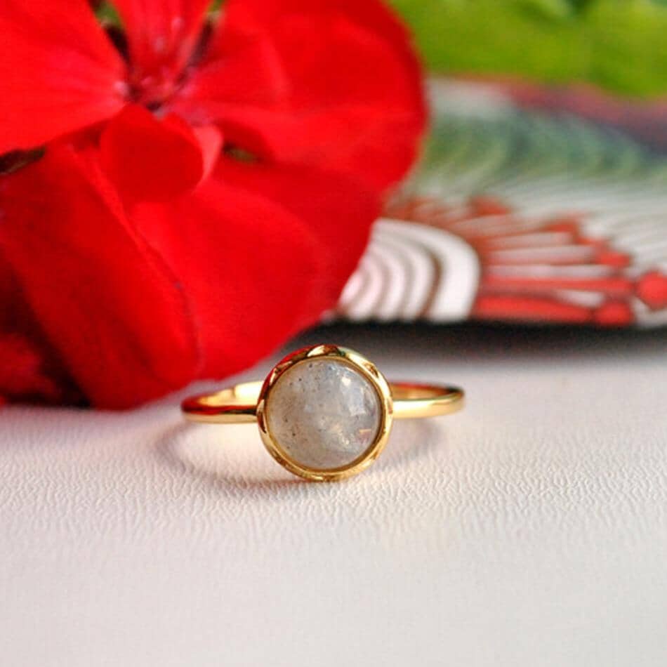 Natural Labradorite Adjustable Gold RingRing