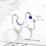 Fashion Star Moon Shape Sapphire Ring - 925 Sterling SilverRing