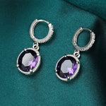 Geometric Amethyst Drop Earrings - 925 Sterling SilverEarrings