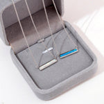Rectangular Blue and White Fire Opal Silver NecklaceNecklace
