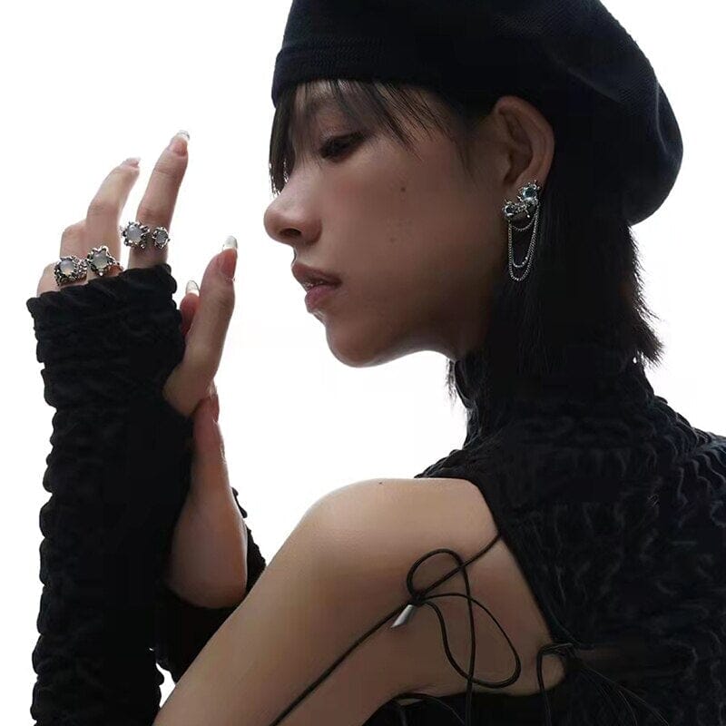 Creative Luminous Glowing Moonstone Chain Tassel Drop EarringsEarrings