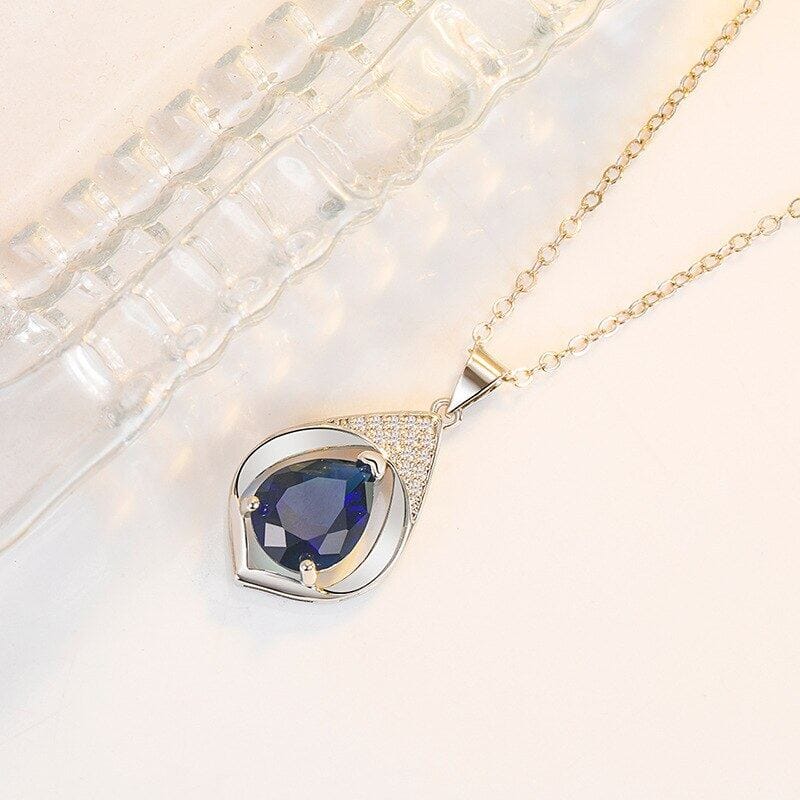 Collares Mujer Blue Sapphire Necklace - S925 Sterling SilverNecklace