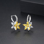 High-Quality Bohemian Citrine Blue Topaz Gemstone Clip Earrings - 925 Sterling SilverEarringsC