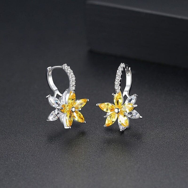 High-Quality Bohemian Citrine Blue Topaz Gemstone Clip Earrings - 925 Sterling SilverEarringsC