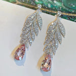 Original Elegant Leaf Fashion Zircon Pink Sapphire Earrings - 925 Sterling SilverEarrings