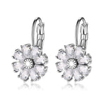 Cubic Zirconia Flower EarringsEarringsWhite