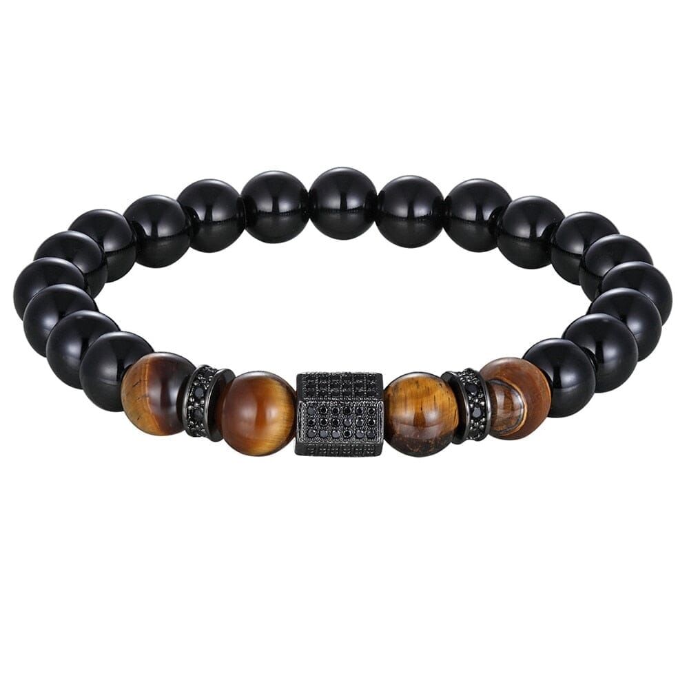 Matte Onyx Stone and Tiger Eye BraceletBraceletBlack color