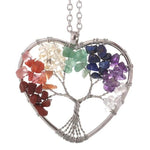 Wisdom Tree of Life - Handmade 7 Natural Stones PendantNecklaceHeart Chakra SG