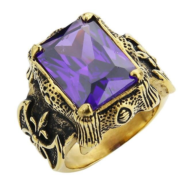 Gold Vintage Men RingRing7Purple