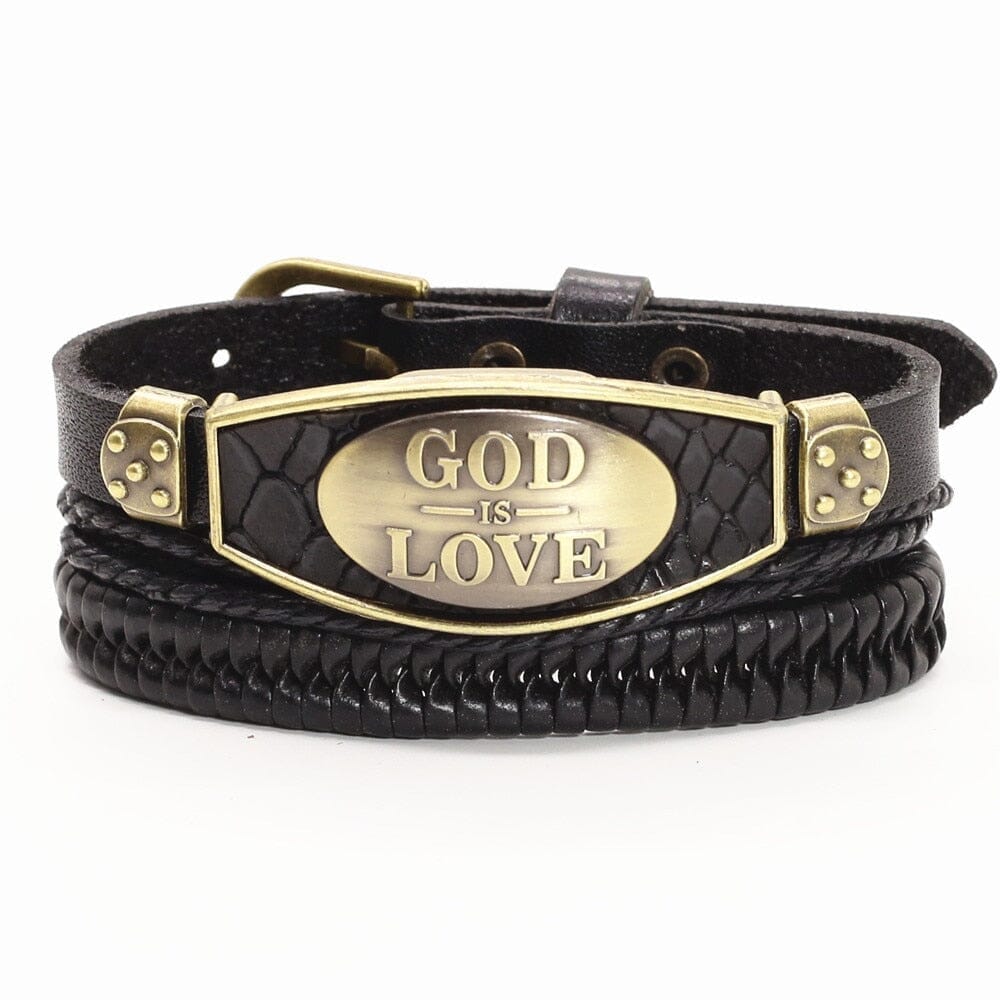 WWJD JOHN 3:16 Charm Men Genuine Leather BraceletBracelet