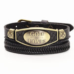 WWJD JOHN 3:16 Charm Men Genuine Leather BraceletBracelet