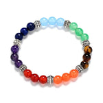 7 Chakra Natural Stone Crystal BraceletBraceletAncient Silver B