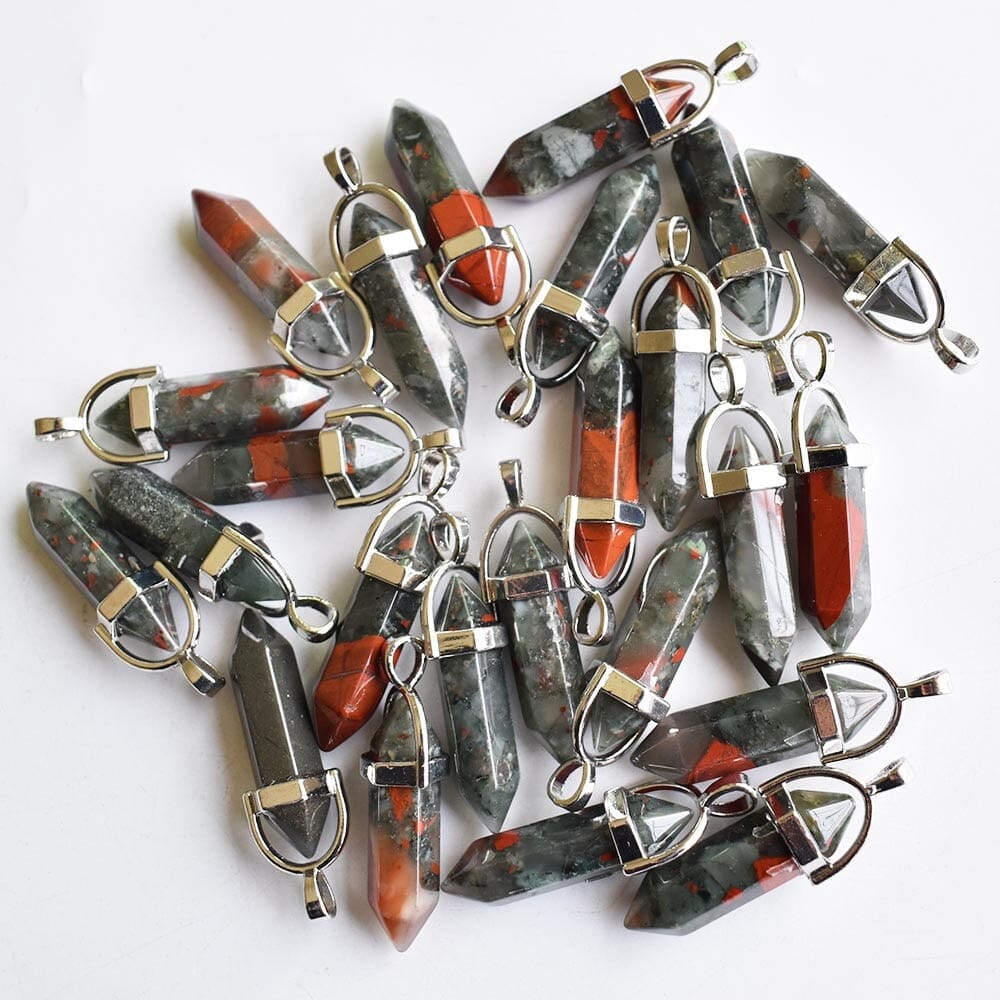24pcs/Set Bloodstone Pillar Shape PendantsPendant
