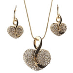 18K Gold Filled Shine Austrian Crystal Heart Necklace & Earrings SetJewelry Set