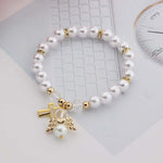 Pearl with Angel Charm WWJD BraceletBraceletwhite