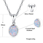 Blue and White Fire Opal Oval PendantPendant