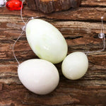 Drilled Natural Green Jade Yoni Eggs for Kegel Exercise (3 eggs)Yoni Eggs