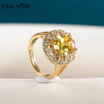 Luxury Oval Citrine Gemstone Ring - 925 Sterling SilverRing