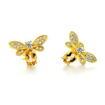 Citrine Bee Stud Earrings - 925 Sterling SilverEarrings