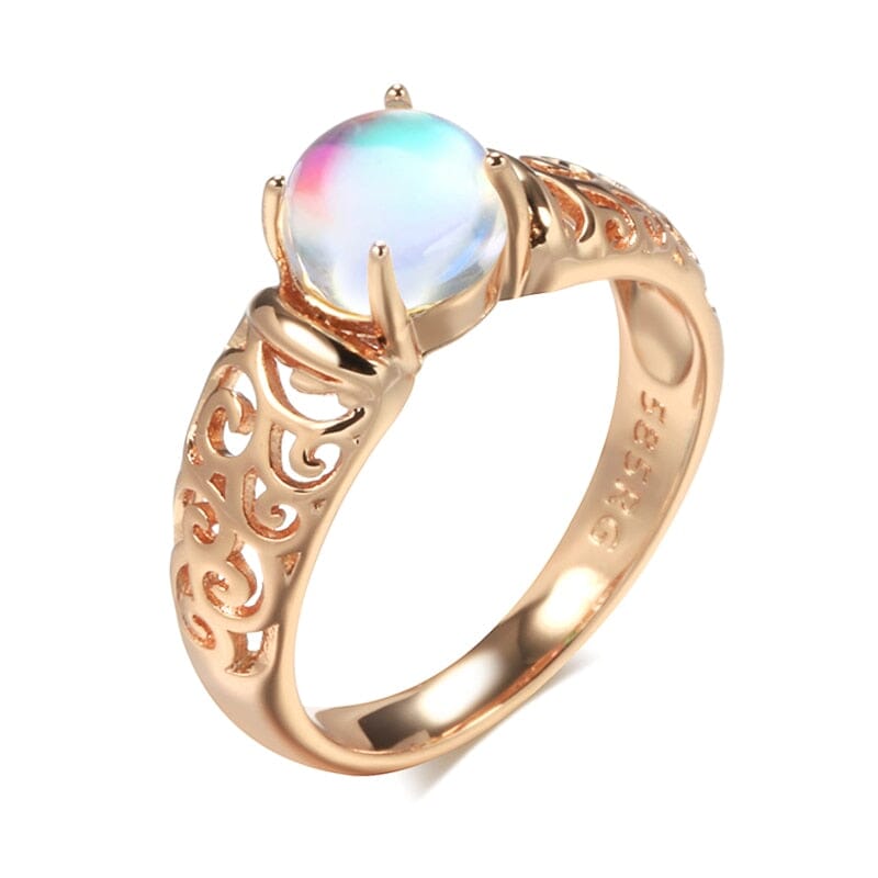 Fancy Moonstone Hollow Pattern Ring - 585 Rose GoldRing7Moonlight