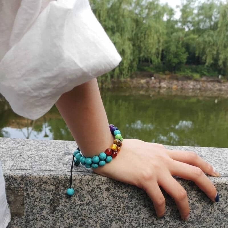 7 Chakra Beads Lava Rock Charm BraceletBracelet