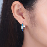 White and Blue Fire Opal Stud EarringsEarrings