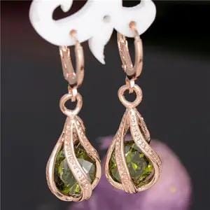 Diamond Pierced Dangle EarringsEarringsGreen