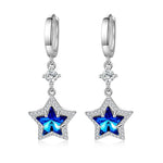 Fashion Blue Sapphire Star Crystal Drop Earrings - 925 Sterling SilverEarrings