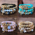 4-Pieces Set of Beaded Bohemian Style Crystal BraceletBracelet