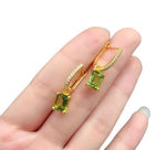 Square Cut Peridot 925 Silver Yellow Gold Plated Clip EarringsEarrings