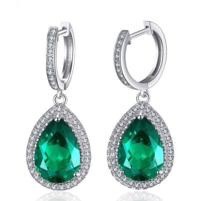 Green Emerald Earrings- 925 Sterling SilverEarrings