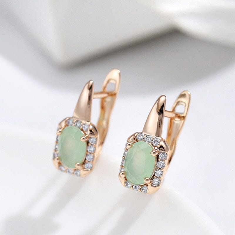 Luxury Square Jade Crystal EarringsEarrings