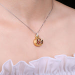 Pomegranate Leaf Red Ruby Gemstone Pendant - 925 Sterling Silver ( No Chain )Pendant