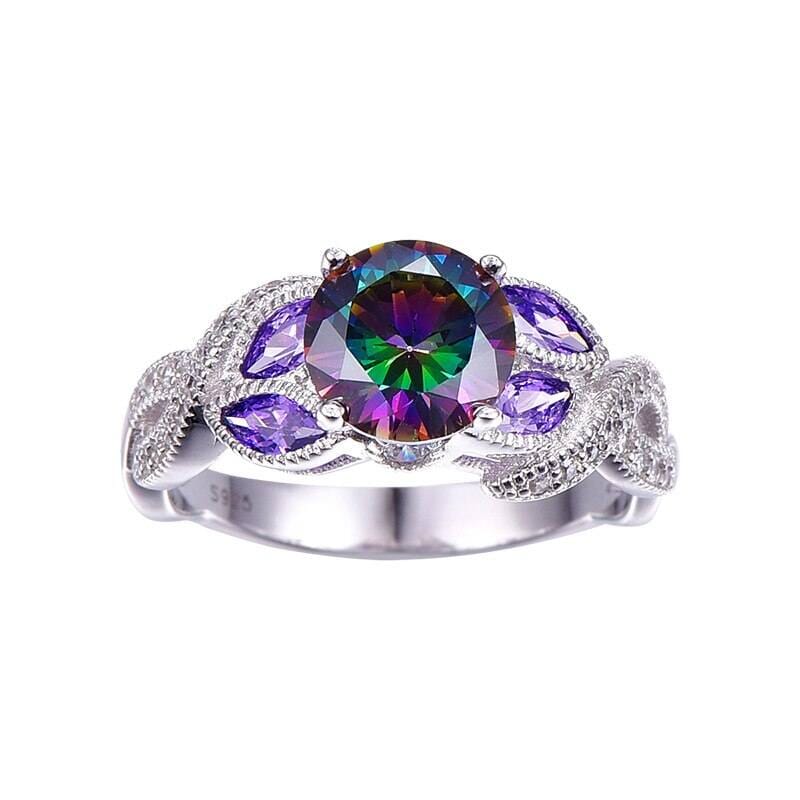 Fashion Unique Design 8*8mm Round Shaped Topaz Ring - 925 Sterling SilverRing