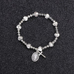 Silver Beaded Cross and Virgin Mary WWJD BraceletBracelet