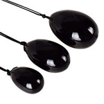Natural Obsidian Yoni Egg Set With WandYoni Eggs3 eggs with holes