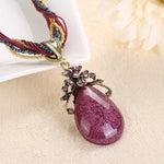 Retro Ethnic Style Alloy Rhinestone Link Chain Choker Bib Stress Reliever NecklaceNecklaceMaroon