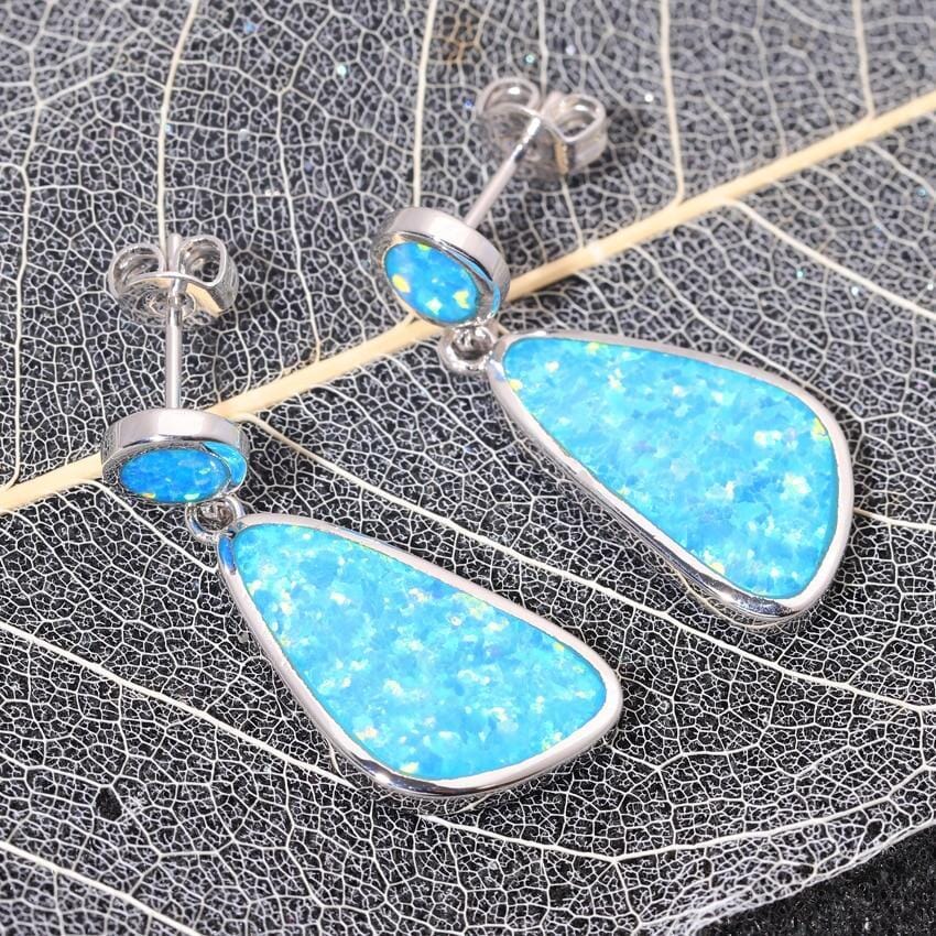 Blue Fire Opal Drop EarringsEarrings
