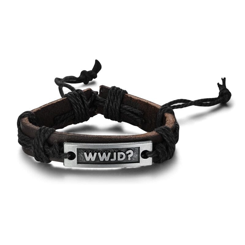 WWJD Leather What Would Jesus Do Cuff Bangle BraceletBracelet