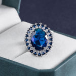 Luxury Oval Shape Ruby Sapphire Adjustable Ring - 925 Sterling SilverRing
