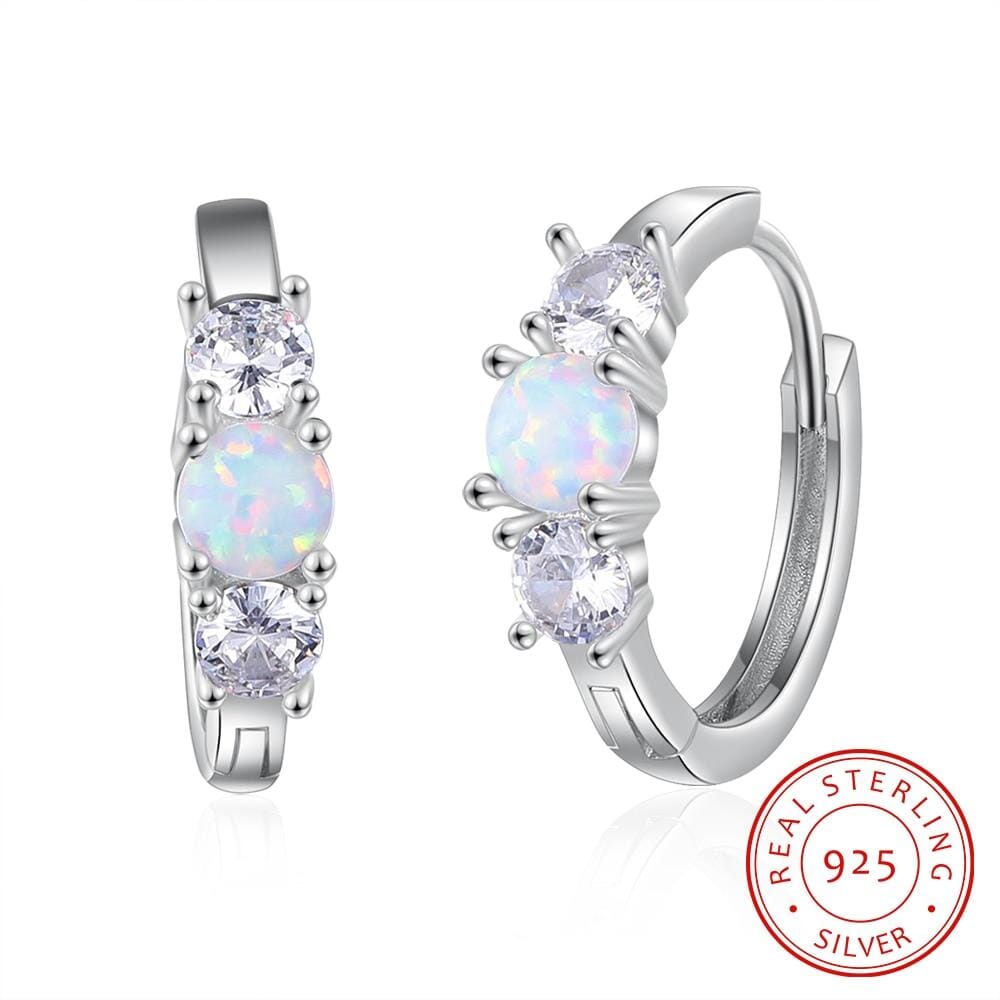 Radiant White Fire Opal Zircon Earring - 925 Sterling SIlverEarrings