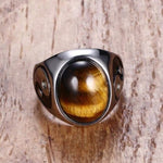 Vintage Oval Tiger Eye with Yin Yang Symbol RingRing