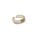 Temperament Green Square Peridot Double Layer Open RingRing