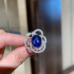 Luxury Oval Blue Flower Sapphire Resizable RingRing