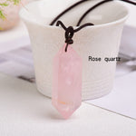 1pc Natural Crystal Quartz Double Point Pendant NecklaceNecklaceRose quartz