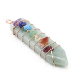 Handmade Wrap Pendulum 7 Chakra Sword PendantPendantGreen Aventurine