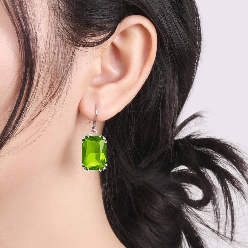 Natural Peridot Long 925 Sterling Silver EarringsEarrings