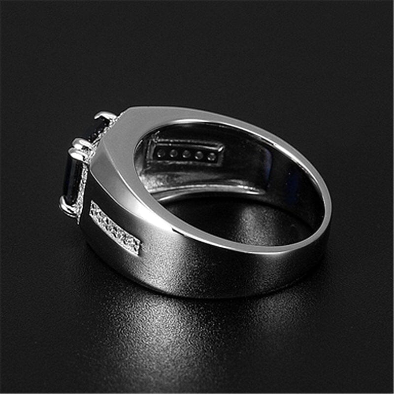 Trendy Emerald Sapphire Men Ring - 925 Sterling SilverRings